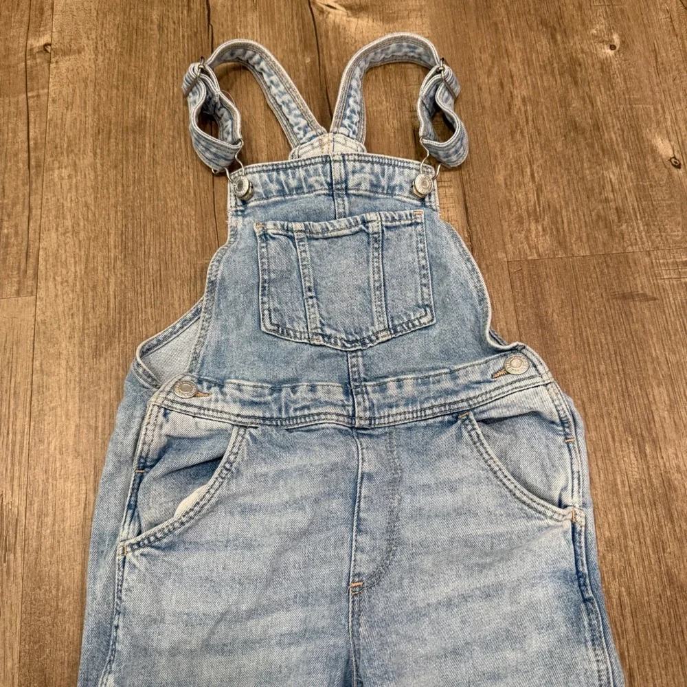 H&M‎ Kids Light Wash Denim Overalls Blue Straight Leg Stretch Size 6 11909928